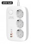 Сетевой фильтр с USB зарядкой LDNIO SE3436 (3 розетки 15А, 4USB: QC 4.0+PD 3.0+PPS GAN 65W, 2м) White