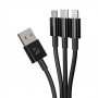 USB кабель Deppa 3 в 1: USB-C. Lightning, micro USB, Alum (1.2м) 72544