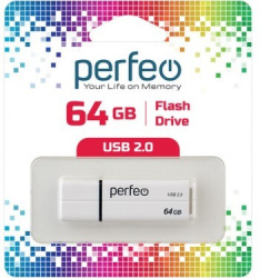 USB накопитель 64Gb USB2.0 Perfeo C01G2 White