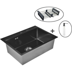 Кухонная мойка Wisent WS37050B черный, коландер, дозатор, сифон