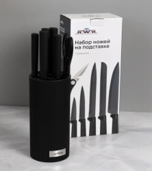 Набор ножей Jewel на подставке 7 пр. черный ПС0005-16