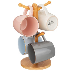 Набор кружек Bronco Solo на подставке 4 пр. 350 мл 577-164