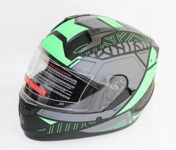 Мотошлем RACER BLD-M67E (XL) черный/зеленый