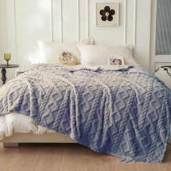 Плед Vse Doma Шерпа 200х220 Косичка серый A68508