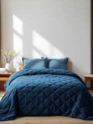 Покрывало Этель 260х240 Велюр Синий 10416644