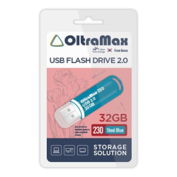 USB накопитель 32Gb USB2.0 OltraMax 230 Стальной Синий