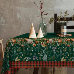 Скатерть Vse Doma 145/220 Изумрудная Сказка рогожка А14824