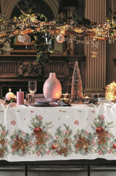 Скатерть Vse Doma 145/220 Морозные яблоки рогожка A21440