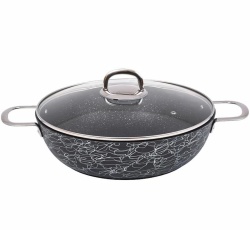 Сотейник Kukmara Грация Черный/серебро 4,5 л/ 30 см с ручками, со стеклянной крышкой сгчс308а 