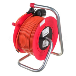 Удлинитель силовой LUX К1-О-50 на катушке ПВС 2x0.75 50м, выносная розетка б/з