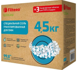 Соль для посудомоечных машин Filtero ECOline гранулированная 4500 гр+3 таблетки