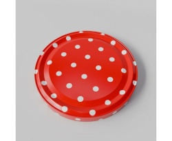 Крышки винтовые Твист-Офф D=82мм Полинка Горошек Красная 20шт/уп (Беларусь)
