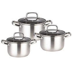 Набор кастрюль Teco 6 пр. 2,4 л, 3,4 л, 4,2 л TC-CS01