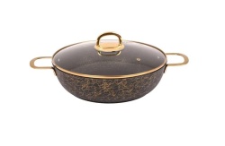 Сотейник Kukmara Грация Черный/золото 4,5 л/ 30 см с ручками, со стеклянной крышкой сгчз308а 