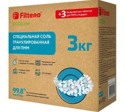 Соль для посудомоечных машин Filtero ECOline гранулированная 3000 гр+3 таблетки