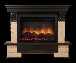 Портал Firelight Forte 30U (угловой) камень бежевый, шпон темный дуб