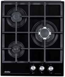 Встраиваемая варочная панель Газовая Simfer H45H35S516, 45 см, цвет Чёрный