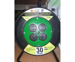 Удлинитель силовой 1-2.SALE на пласт. катуш. ПВС 2х1.5 4роз. 30м 16А УХ16 