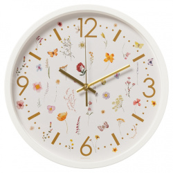 Часы настенные Рубин Цветочный паттерн d-30см белый 3027-052