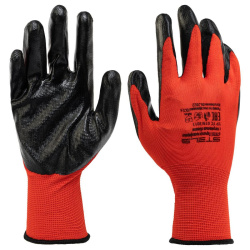 Перчатки Stels полиэфирные с чёрным нитрильным покрытием