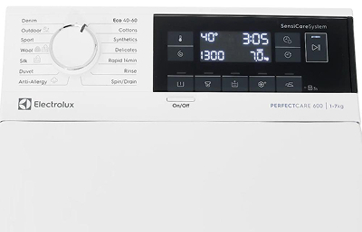Стиральная машина с вертикальной загрузкой Electrolux EW6T3372E, Max загрузка - 7кг, Max отжим - 1 300об/мин., цвет Белый