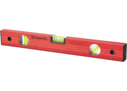 Уровень алюминиевый MATRIX 1000 мм, 3 глазка, красный, линейка