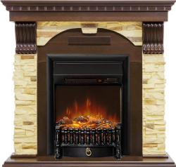 Каминокомплект: Портал Dublin арочный сланец, темный дуб с очагом Royal Flame Fobos FXM Black RC