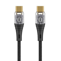 USB кабель Deppa Crystal USB Type-C - USB Type-C 60W, Black (1м) 72502