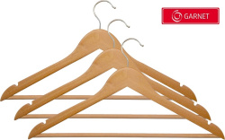 Набор вешалок деревянных Garnet GR-CH19809  (C перекладиной, 3шт, лак)