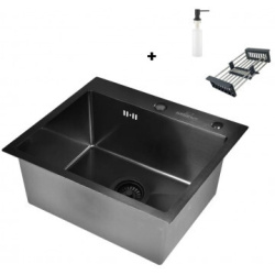 Кухонная мойка Wisent WS35044BM-C черный тиснение, коландер, дозатор, сифон