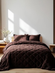 Покрывало Этель 260х240 Велюр Коричневый 10416639