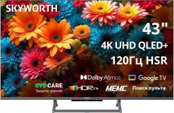  43" (109см) Телевизор Skyworth 43Q67H, SMART- Да, UHD 4K 3840x2160, Цвет Чёрный