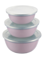 Набор мисок Regent 14/16/18 см 3 пр. с крышкой розовые 93-EM-SM-S03