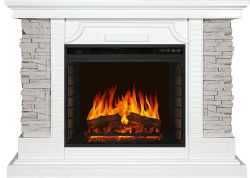 Каминокомплект: Портал Avignon сланец серый, шпон белый с очагом Royal Flame Vision 23 EF LED 3D FX