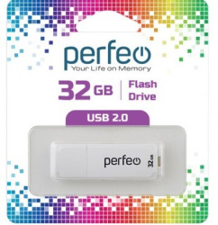 USB накопитель 32Gb USB2.0 Perfeo C04 White