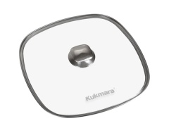 Крышка стеклянная квадратная Kukmara с металл. ободом 28 см с28-2т112