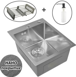 Кухонная мойка Wisent WGS35050D Соты с коландером, дозатором и сифоном