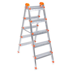 Лестница-стремянка двухсторонняя Perilla ЯРУС стальная 5-х ступенчатая 122405