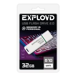 USB накопитель 32Gb USB2.0 Exployd 670 Белый