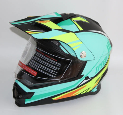 Мотошлем RACER JK802 (L) черный/зеленый (no visor)