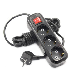 Сетевой удлинитель LUX У3-ЕВК-03 3-местный с з/к (250В/16а/3м) Черный