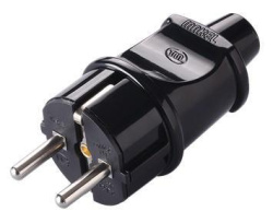 Вилка MAKEL 250В 16А с заземлением чёрная  [10052]