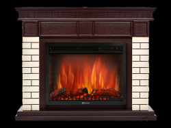 Портал Firelight Bricks 30 камень бежевый, шпон темный дуб