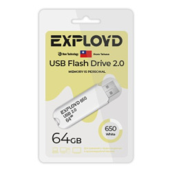 USB накопитель 64Gb USB2.0 Exployd 650 Белый
