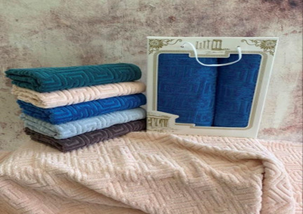 Набор полотенец Geometric 50/90 и 70/140 Махра Кремовый A90350