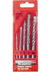 Набор сверл по бетону Matrix 4-5-6-8-10 мм