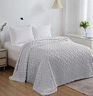 Плед Vse Doma Шерпа 180х200 Косичка Светло-серый B01586