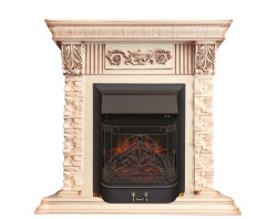 Каминокомплект: Портал Luxemburg STD слоновая кость, патина с очагом Royal Flame Majestic FX Black
