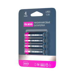 Эл.питания Olmio LR03/4BL AAA (1BL-4шт) Alkaline