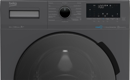 Стиральная машина с фронтальной загрузкой Beko WSPE6H616A, Max загрузка - 6,5кг, Max отжим - 1 200об/мин., цвет Чёрный